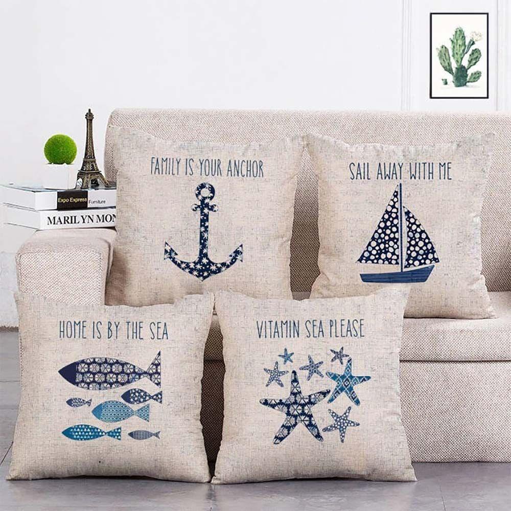 Vỏ Áo Gối Sofa Trang Trí Hình Bãi Biển