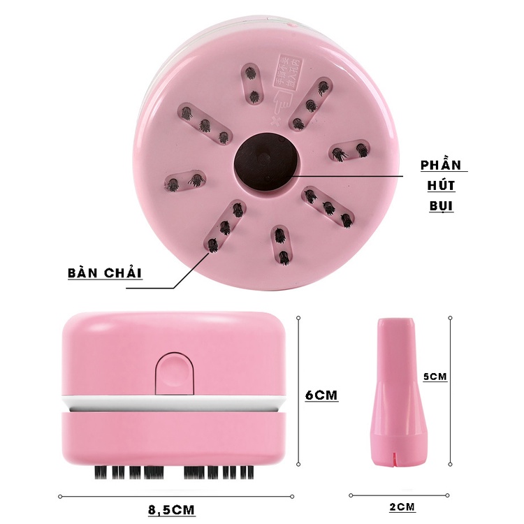 Máy Hút Bụi Cầm Tay Mini Bằng Pin Hút Bụi Bẩn Nhỏ, Bàn Học Tập,Bàn Phím Đa Năng Tiện Lợi (Tặng kèm 2 pin)