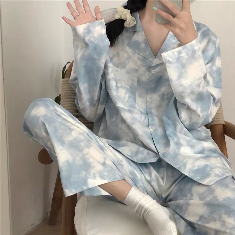【COD】Tie Dye Pyjamas Homewear Nightwear Plus Size Pyjama Bộ Dài Tay Đồ Ngủ | BigBuy360 - bigbuy360.vn