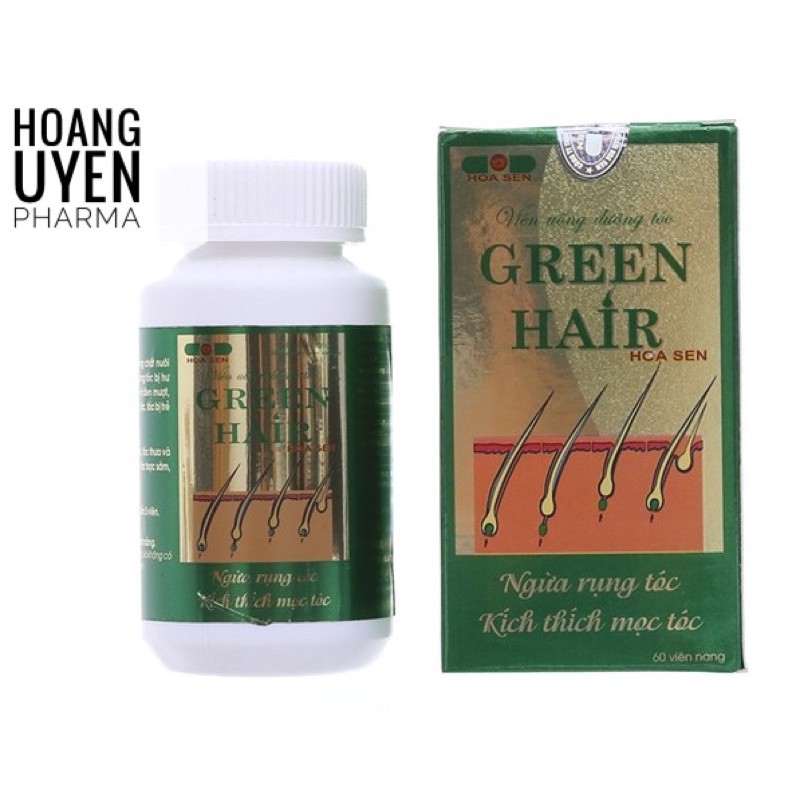 Viên uống mọc tóc Green hair Hoa Sen - Hộp 60 viên