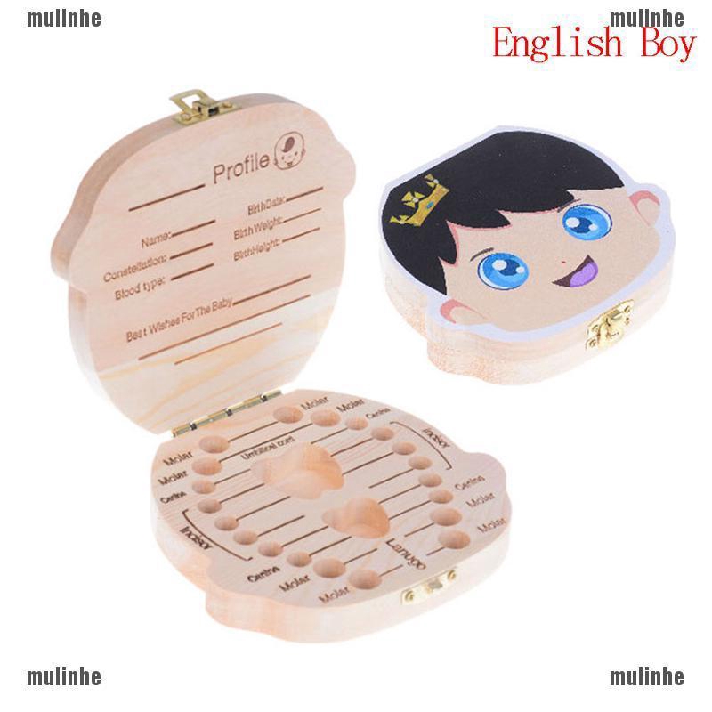 Mul❤ Hộp Gỗ Đựng Răng Sữa Cho Bé Phiên Bản Tiếng Anh / Tây Ban Nha
