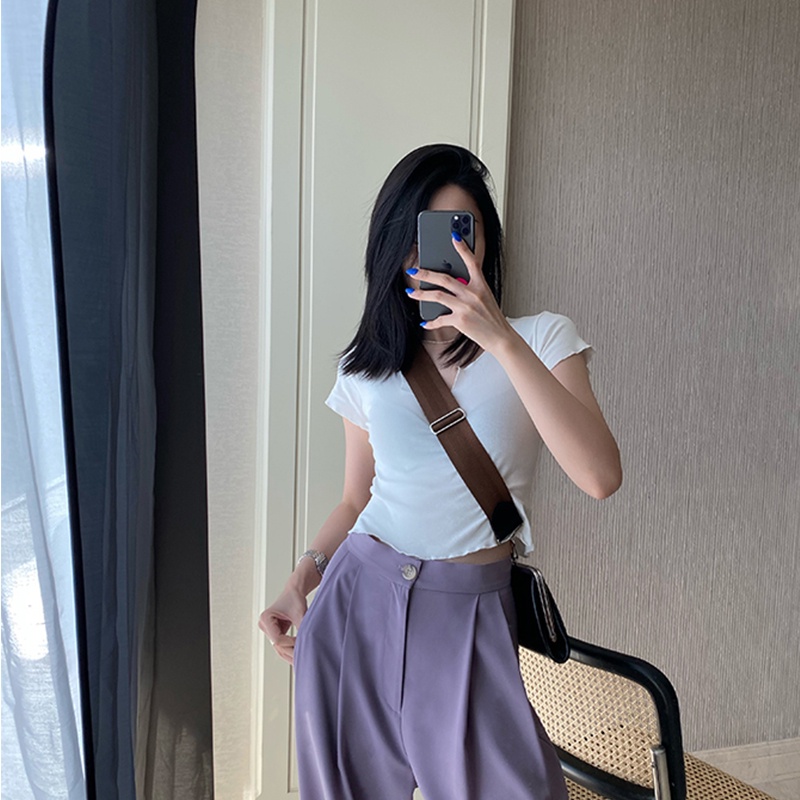 NRVP Áo Thun NgắN Tay DáNg Ôm ThờI Trang Cho Nữ
