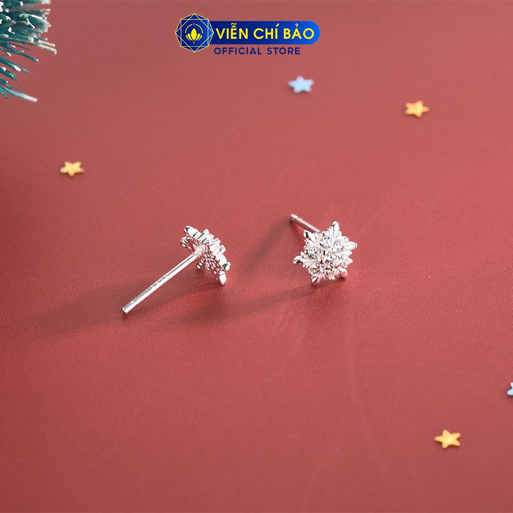 Bông tai bạc nữ bông tuyết đính đá chất liệu bạc 925 thời trang phụ kiện trang sức nữ Viễn Chí Bảo B400193