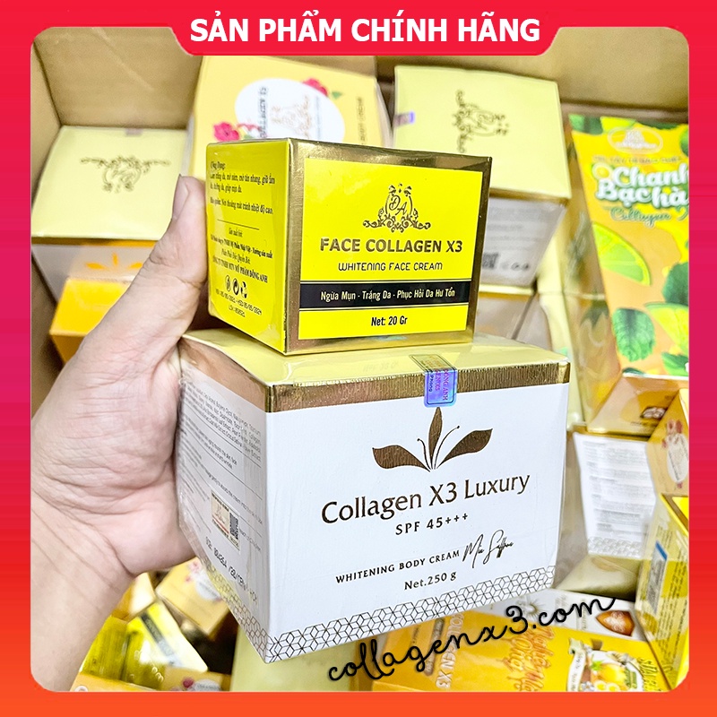 (Hàng thật) Combo Kem Body Collagen X3 Luxury + Face Colagen X3 dưỡng trắng da chính hãng Mỹ Phẩm Đông Anh