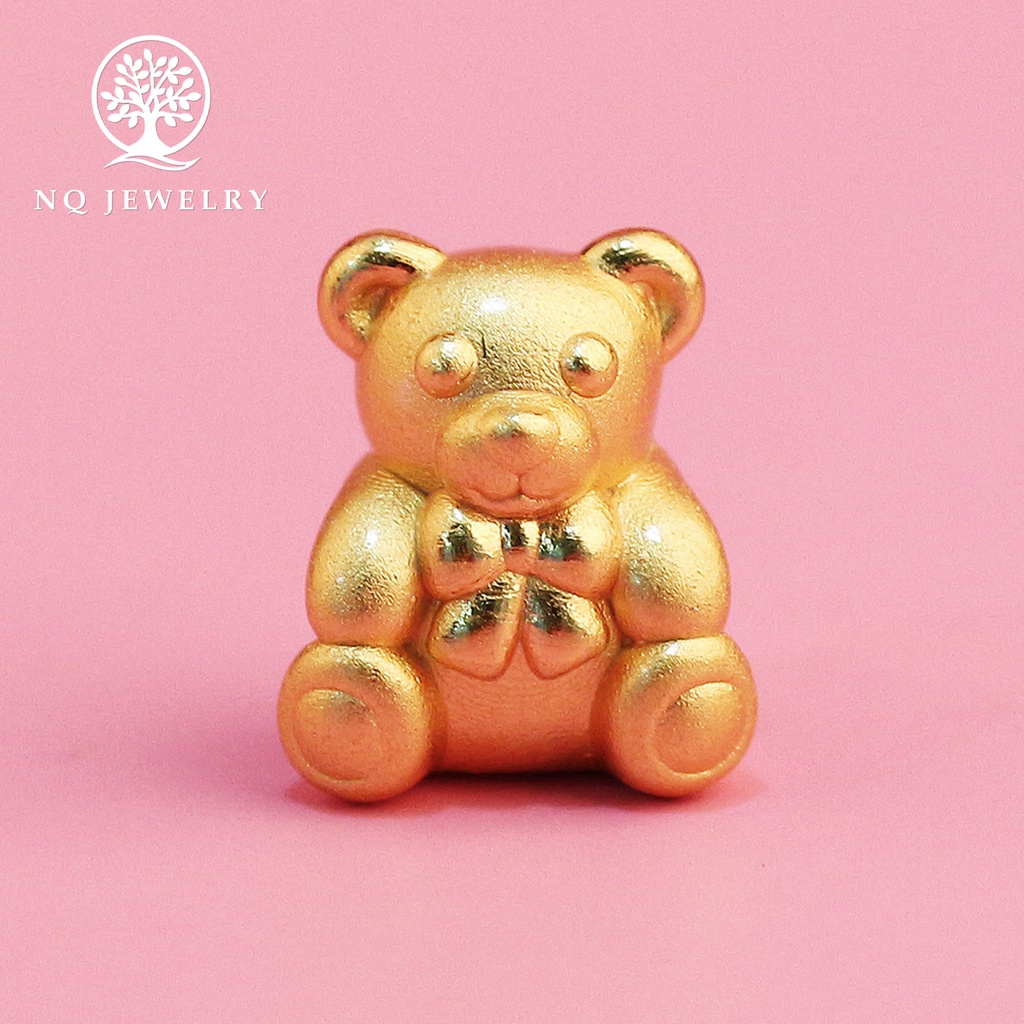 Charm bạc xỏ ngang gấu đáng yêu - NQ Jewelry