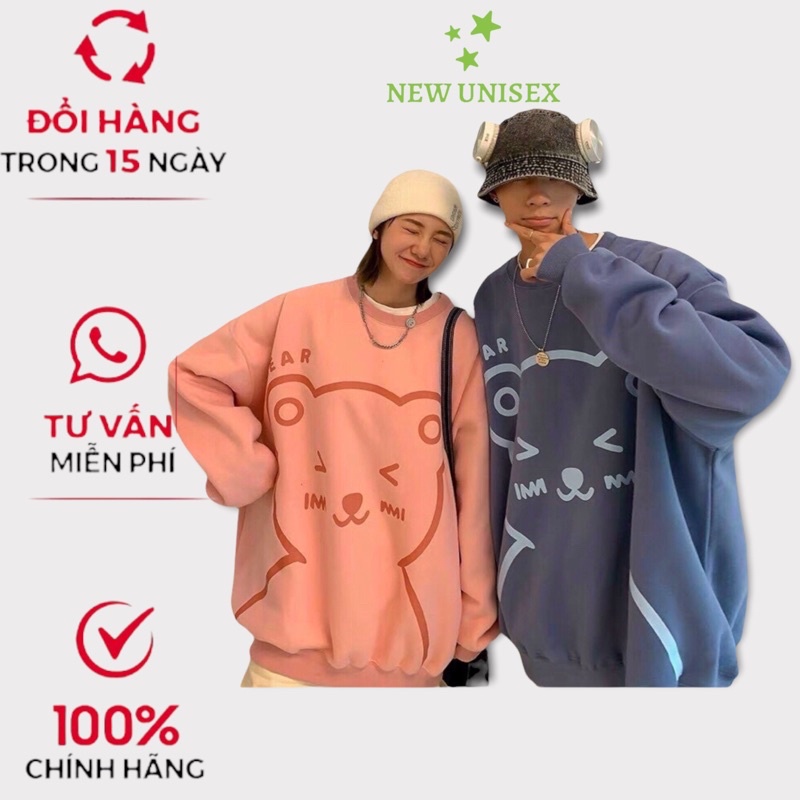 Áo Sweater Nữ Chất Nỉ PE Dày Mịn Kiểu Chui Đầu HO BEAR Phong Cách Trẻ Trung Form Rộng Mặc Thoáng Mát [NEW UNISEX]