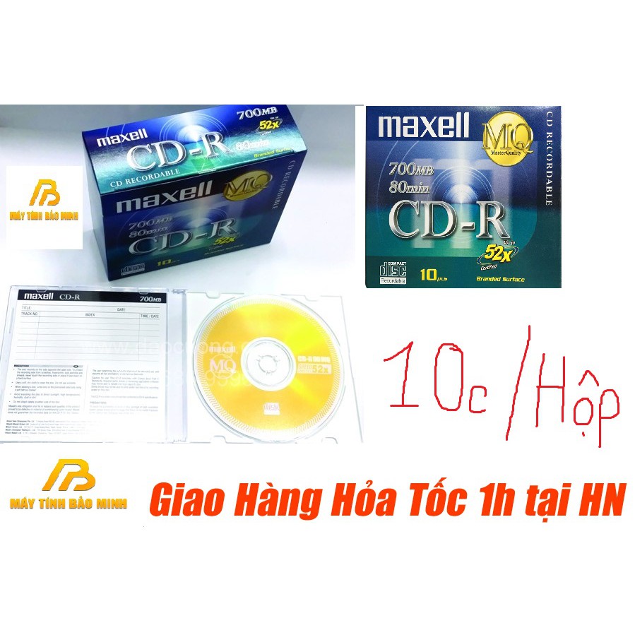Hộp 10 Chiếc Đĩa Trắng CD-R Maxcel có Vỏ Hộp Nhựa - Chính Hãng