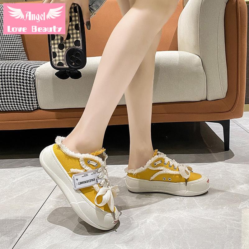 Giày Lười Vải Canvas Đế Dày Buộc Dây Thời Trang 2022 Cho Nữ