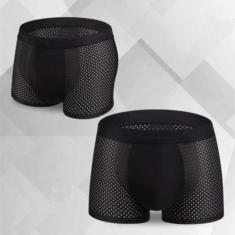 Quần lót boxer ngắn vải lụa lưới size lớn thông thoáng cho nam