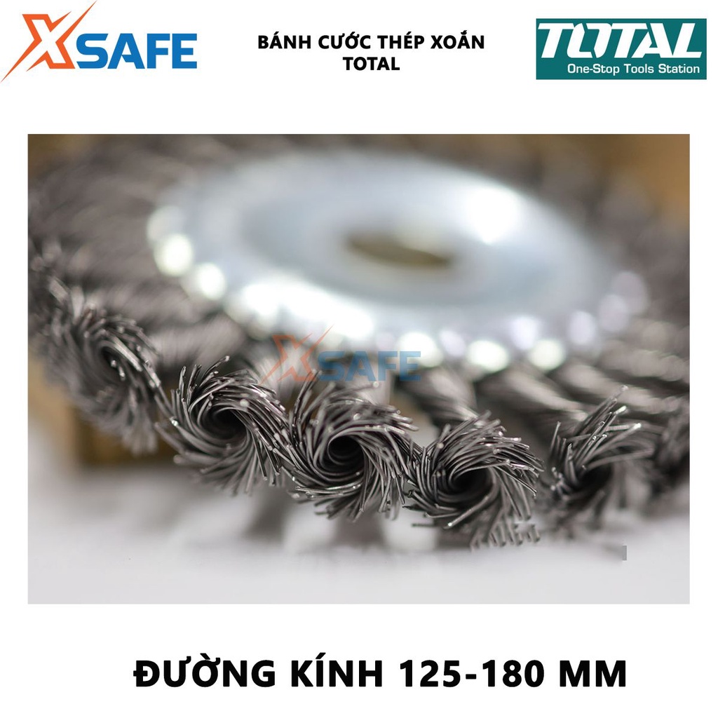 Bánh cước thép xoắn TOTAL Chén cước thép đĩa tròn đường kính 125-180mm, lỗ cốt 22.2mm - 25.4mm kèm theo vòng tròn sắt