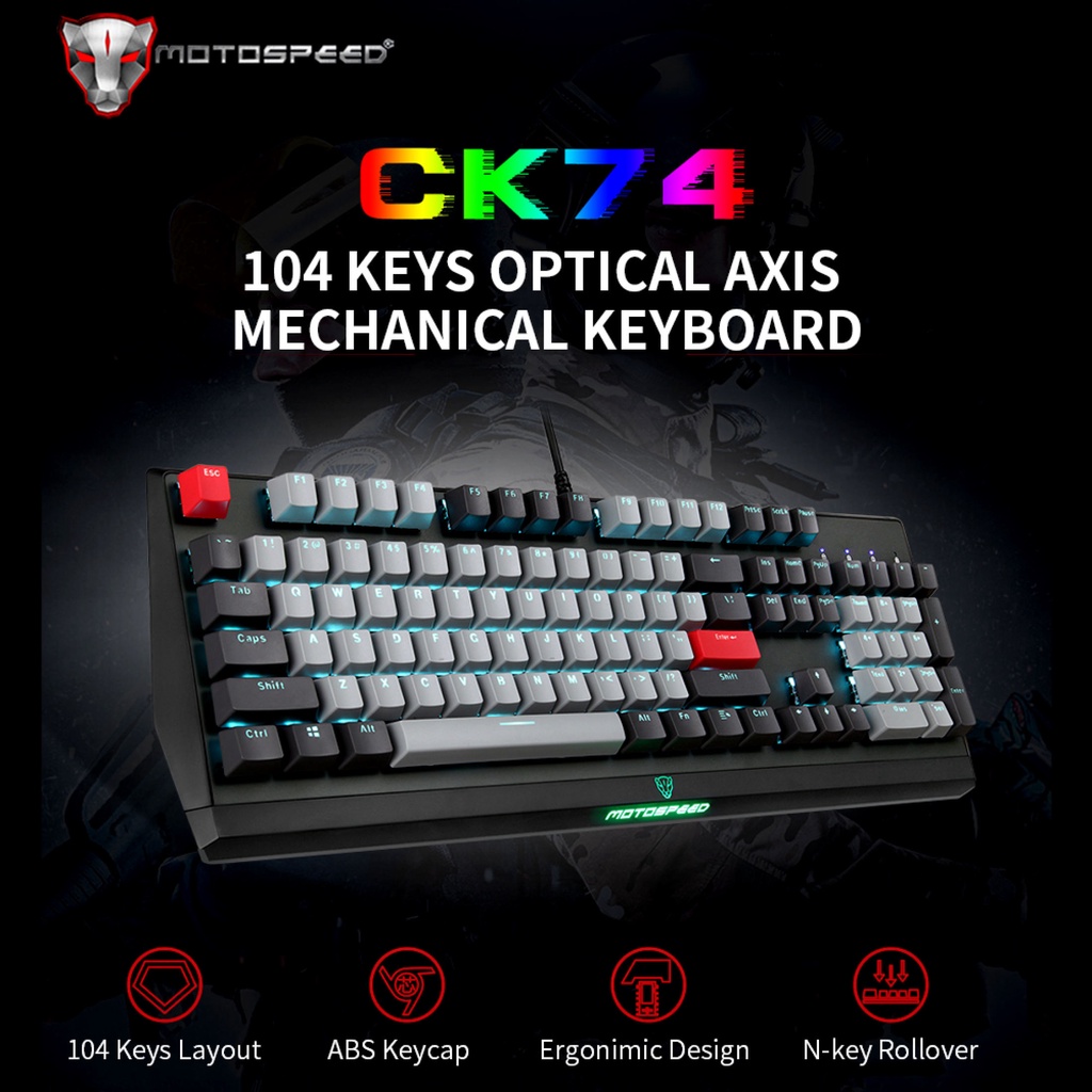 Bàn phím cơ Motospeed CK74 BLACK