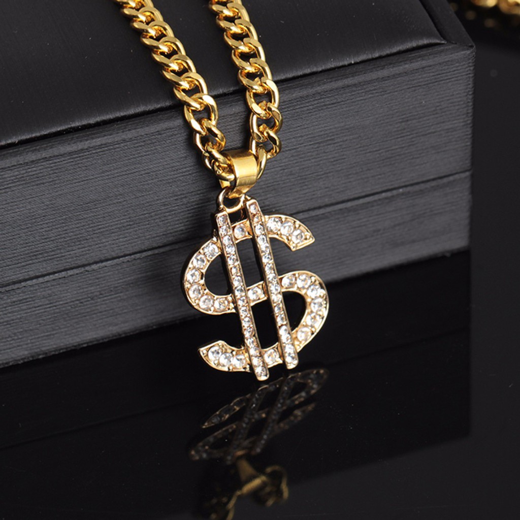 Vòng cổ Gắn Mặt Hình Kí Hiệu Đô La Lấp Lánh Phong Cách Hip Hop Cho Nam