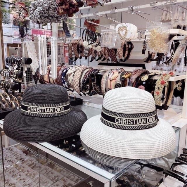 Mũ cói chuông nhỏ vành cụp nơ dio đen