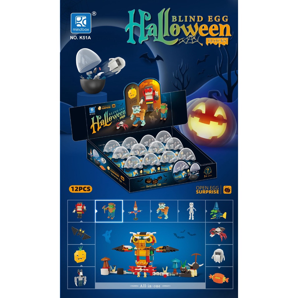 Khối Lego Mini 12 Kiểu Trong 1 Dùng Làm Quà Halloween Cho Bé