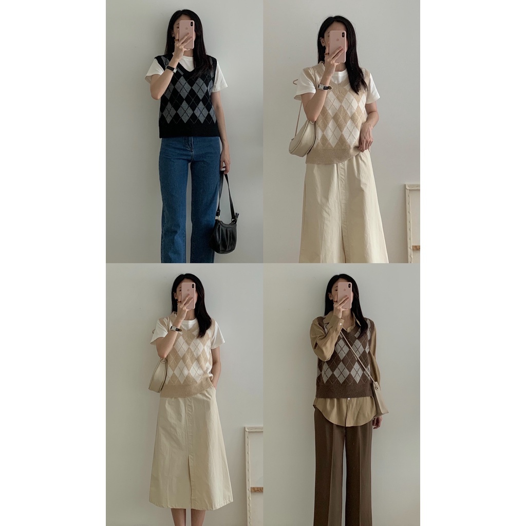 Áo gile len cổ V quả trám _ A0238 | BigBuy360 - bigbuy360.vn