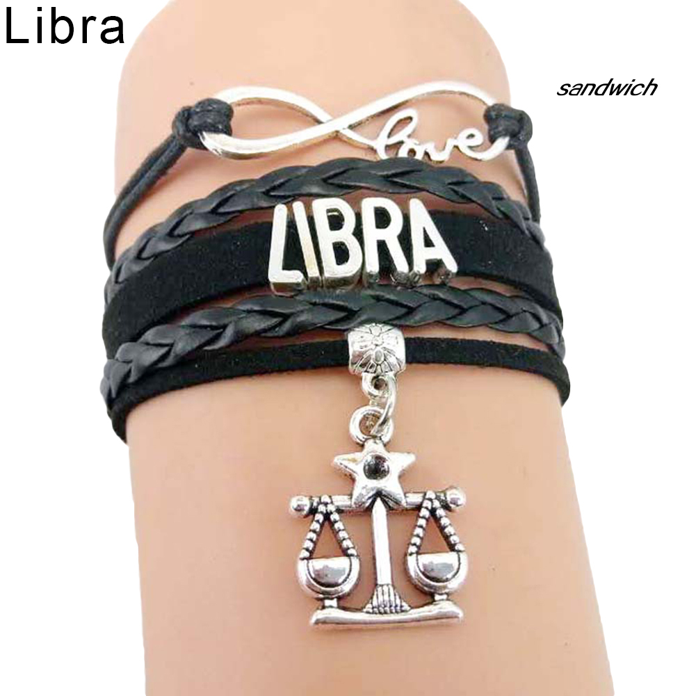 Vòng Tay Da Nhân Tạo Mặt Biểu Tượng 12 Cung Hoàng Đạo Thời Trang