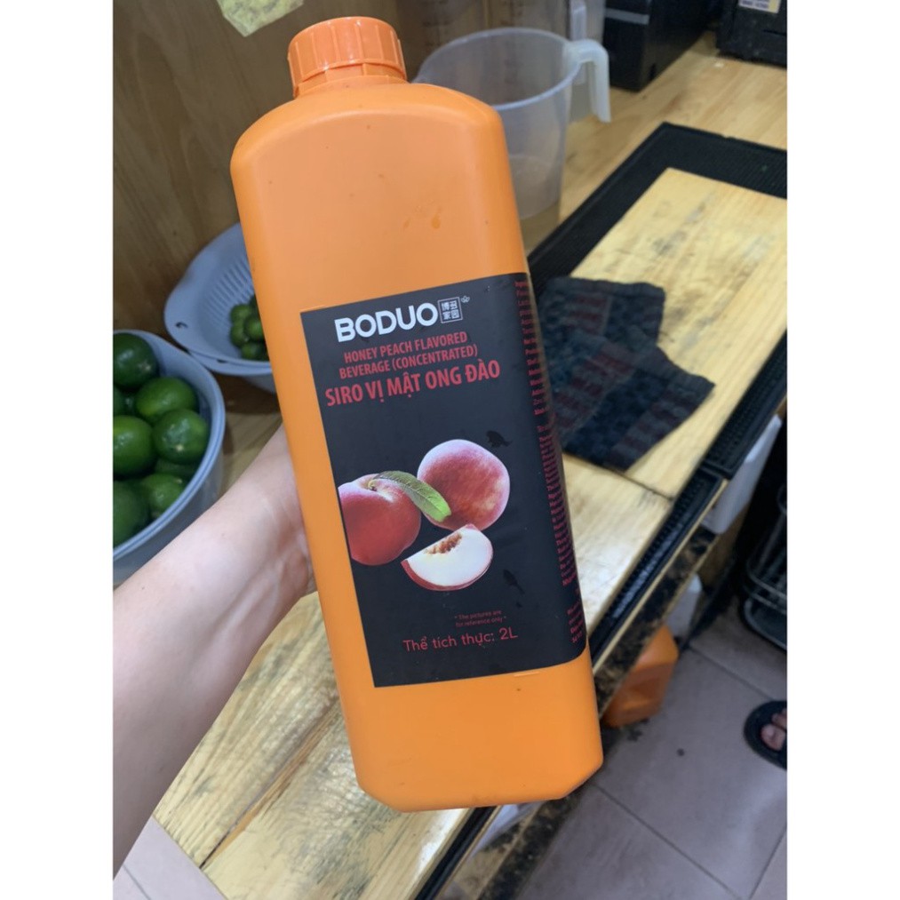 Siro Boduo   các hương Đào/Dâu/Việt Quất - Pha chế trà sữa - trà chanh - trà hoa quả Can 2L