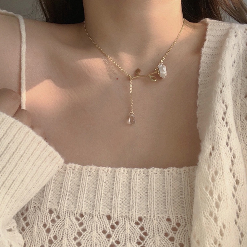 Dây Chuyền Mặt Hình Giọt Nước Phong Cách Mới Thanh Lịch Cho Nữ