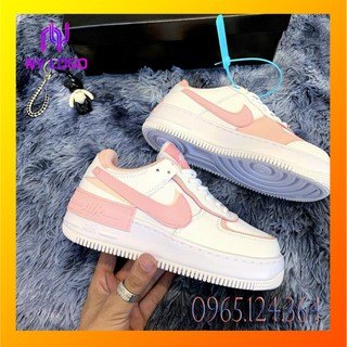 [HOT HIT] Giày thể thao Air force one Shadow Summit White Coral Pink, Af1 trắng vạch hồng phấn, Đế hai lớp. Chuẩn 1-1