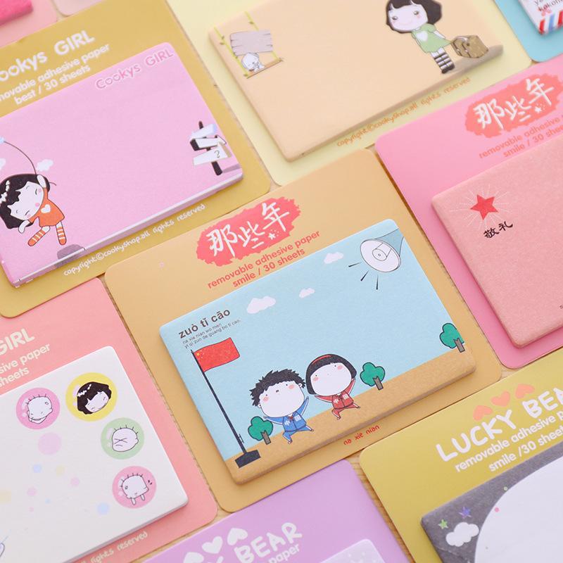 Ghi chú nhỏ cute mini nhỏ xinh, tiện lợi, có dán hình động vật dễ thương vintage nhiều màu cho bé học sinh