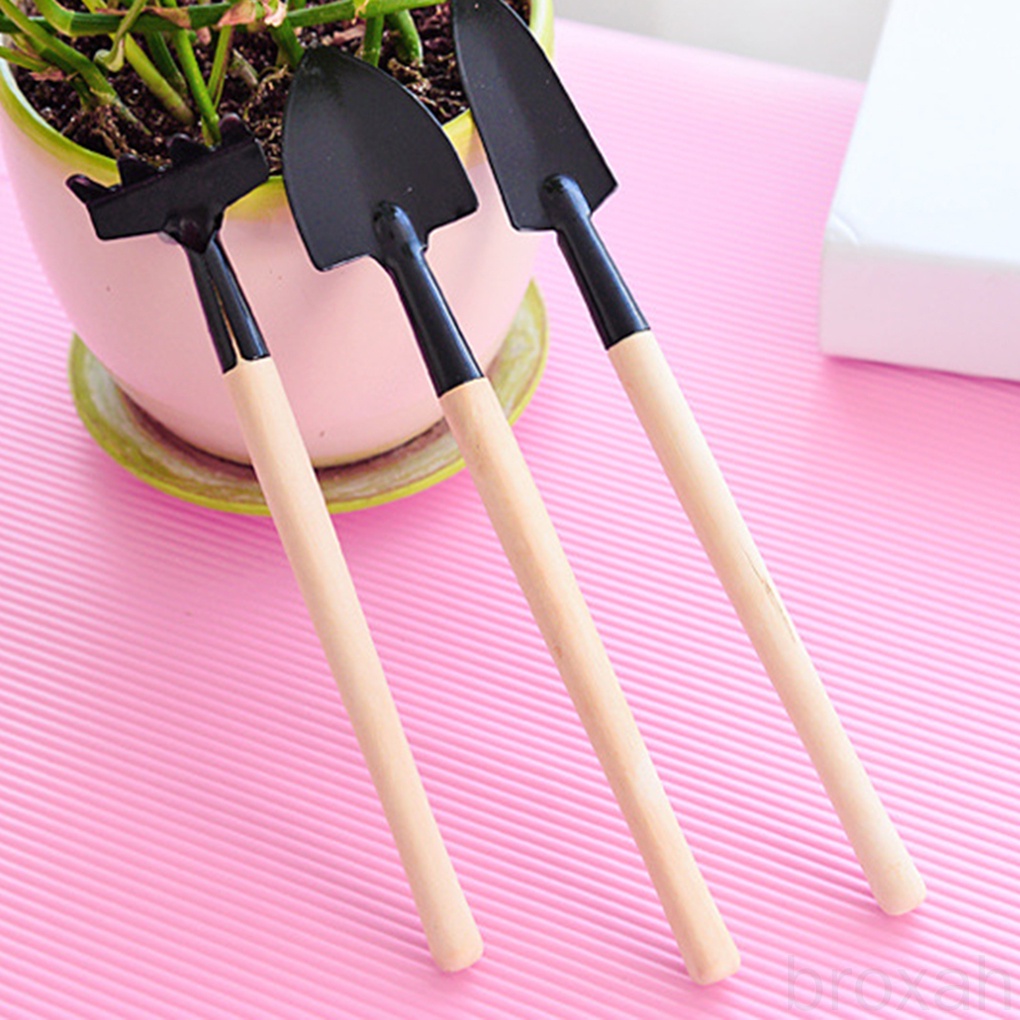 Set 3 dụng cụ làm vườn tay cầm bằng gỗ đa năng tiện dụng