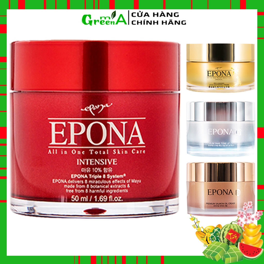 Kem Dưỡng EPONA Ốc Sên, Cá Hồi, Ngựa, Hồng Sâm Giảm Thâm Nám Ngừa Lão Hóa Epona Premium Snail Tone Up Cream SPF 30 PA++