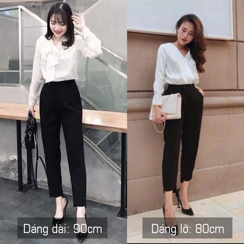 Quần Tây Nữ 💓Freeship💓 Quần Baggy Tây Công Sở Học Sinh Đi Học Dài 9 Tất Màu Đen