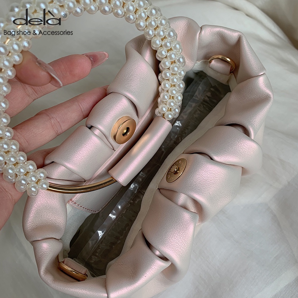 Dela Túi Đeo Chéo Mini Đính Ngọc Trai Thời Trang Dành Cho Nữ