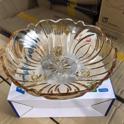 Đĩa thủy tinh 3 chân chất liệu thủy tinh cao cấp ,dùng trưng bày hoa quả , bánh kẹo...đường kính 24cm TRENDS HOUSE