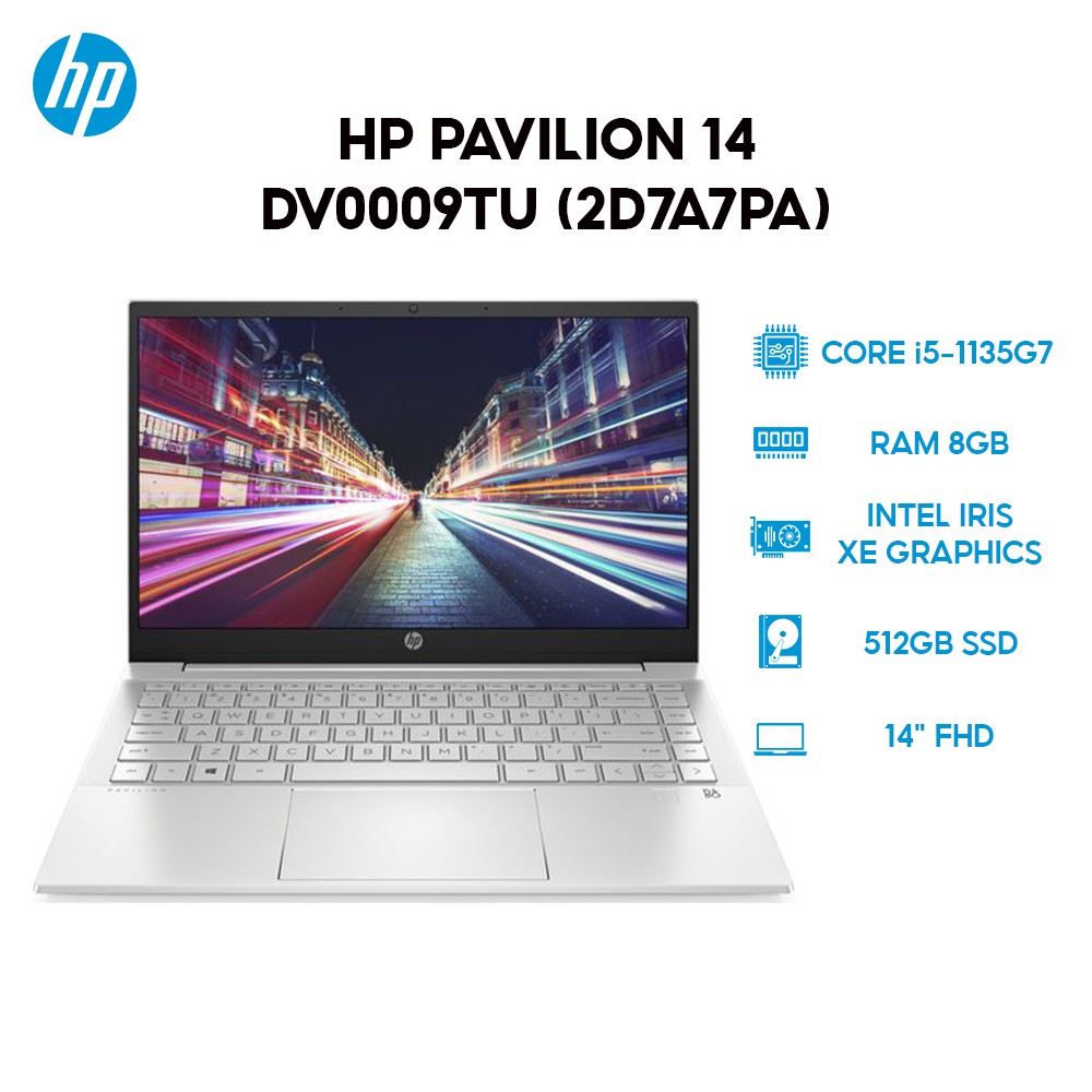 Laptop HP Pavilion 14-dv0008TU (2D7A5PA) i5-1135G7 | 8GB | 512GB | 14&quot; FHD | Win 10 + Office