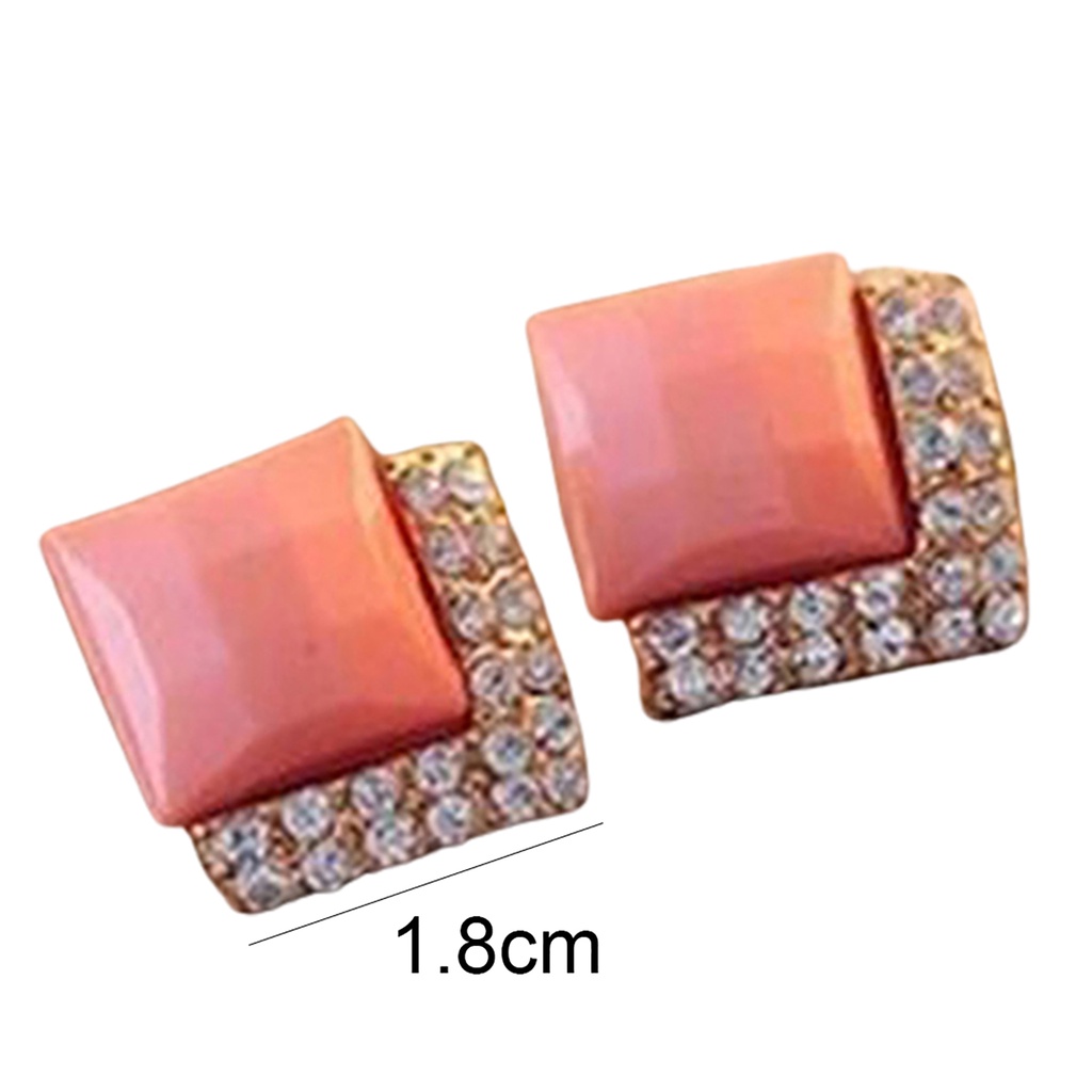 Đôi bông tai hình vuông phối đính đá thời trang cho nữ