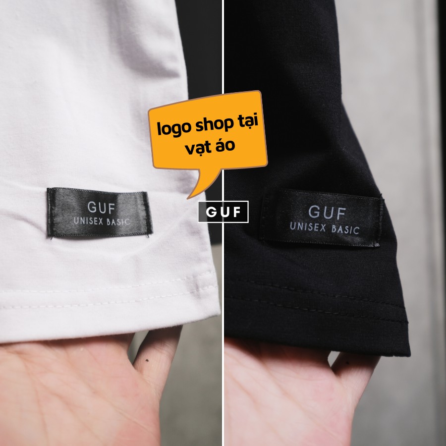 Áo Thun Layer Tay Lỡ Nam Nữ Form Dáng Rộng 2 Màu Trắng Đen Basic GUF | BigBuy360 - bigbuy360.vn