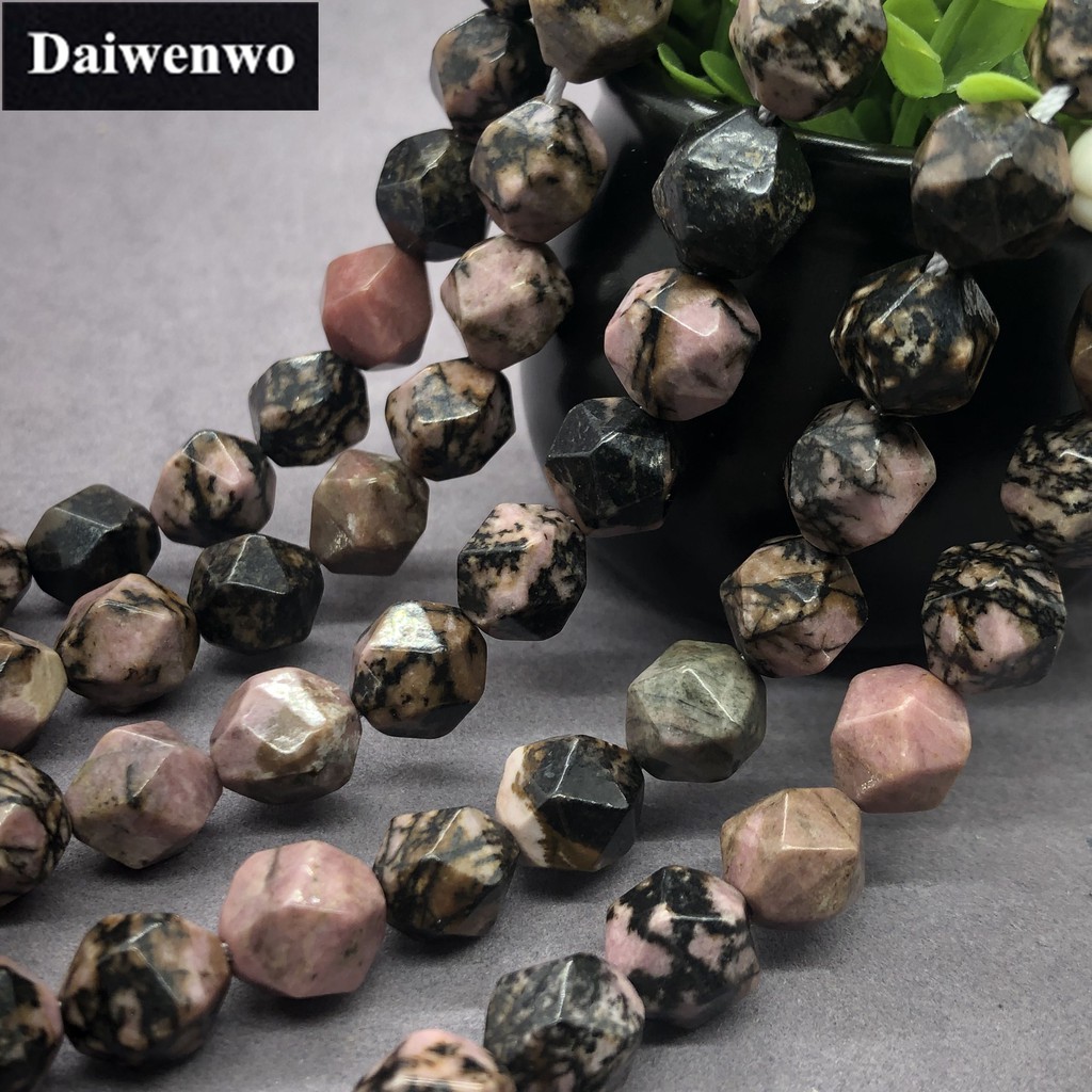 Chuỗi Hạt Đá Rhodonite Sọc Đen 6-12mm