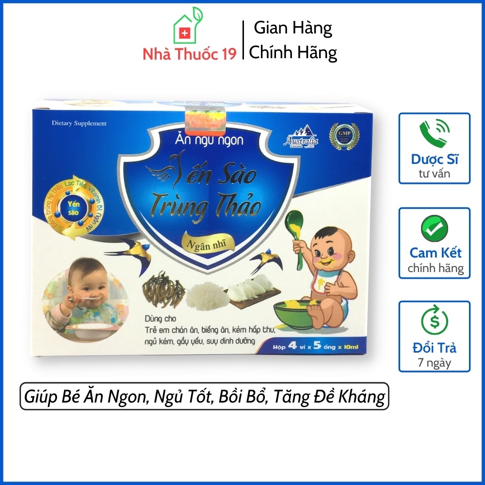 Yến Sào Trùng Thảo Ngân Nhĩ Ống 10ml - Giúp Bé Ăn Ngon, Ngủ Tốt, Bồi Bổ Cơ Thể, Tăng Cường Đề Kháng (Hộp 20 Ống)