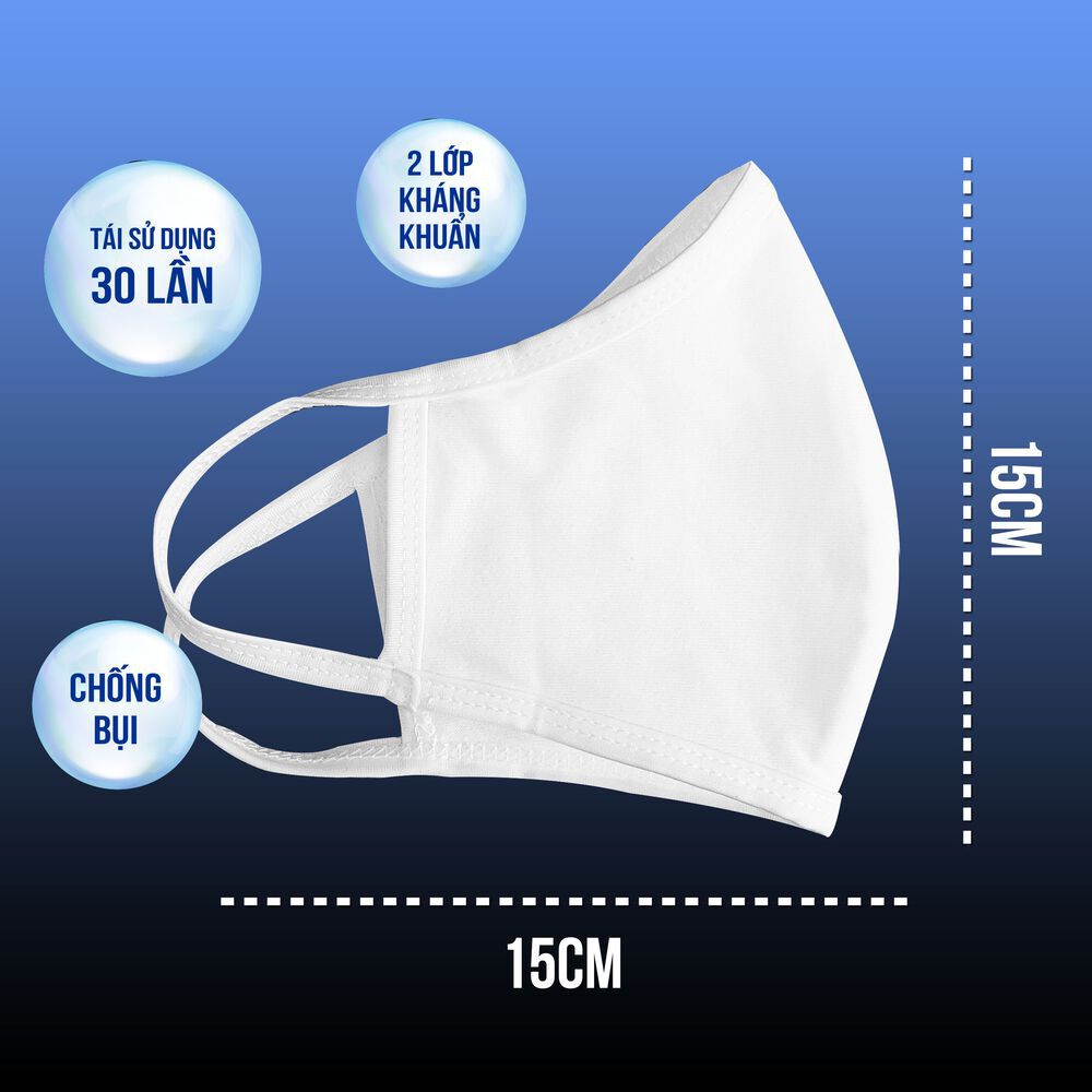 Khẩu Trang Vải Thun TUTO5 Menswear Cotton Dệt Kim 2 Lớp Kháng Khuẩn, Khử Mùi, Tái Sử Dụng Công Nghệ Nhật Bản Trắng/ Đen