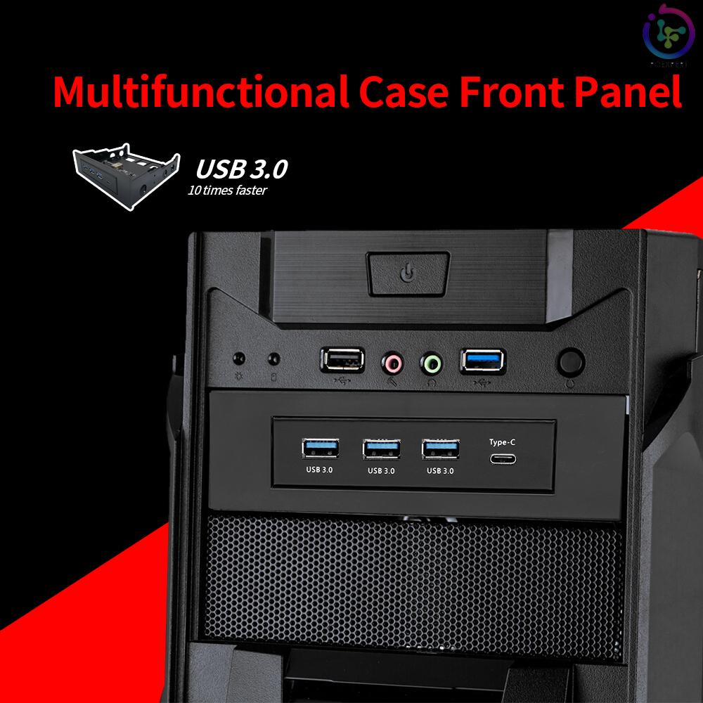 Multifunctional Extended CD Driver Panel 5.25/3.5'' Floppy Front Panel with Type-C Three USB3.0 Ports USB&amp;Power Cable