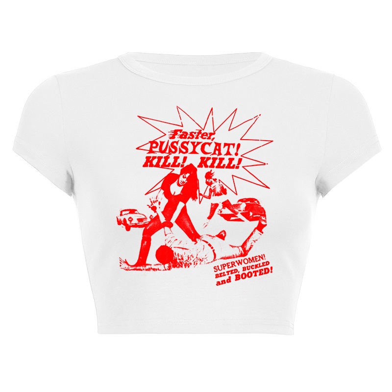 Áo Thun Croptop Ngắn Tay Phong Cách Harajuku Cổ Điển Thời Trang Mùa Hè Y2K 90s