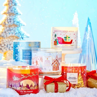 NẾN THƠM THƯ GIÃN 3 Bấc BATH AND BODY WORK WHITE BARN CHRISTMAS VERSION