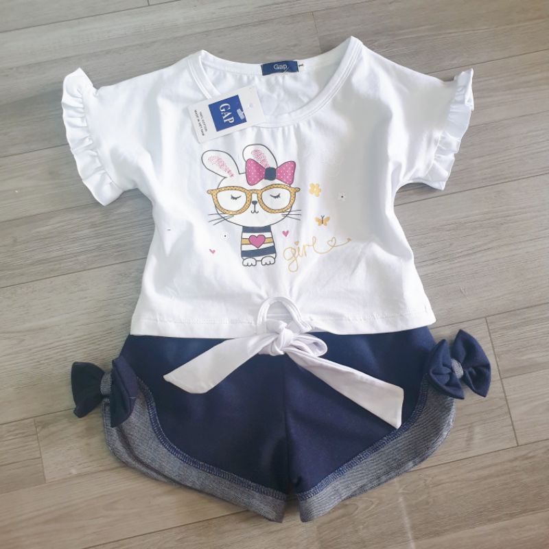 {8-20kg} Set áo croptop và quần giả bò Gapkids cho bé gái cực xinh M944❤Set Bộ Hè Bé Gái