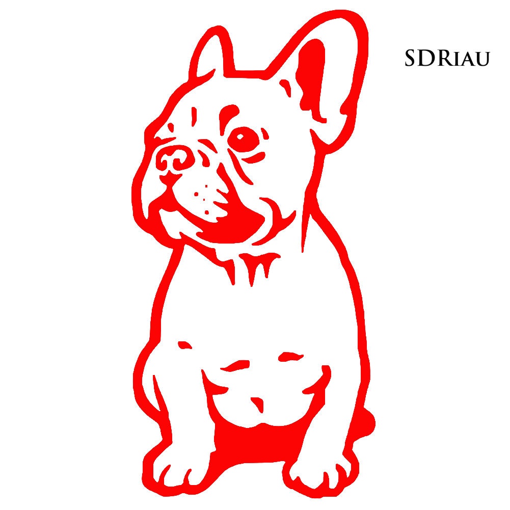 Miếng dán phản quang hình cún bull vui nhộn trang trí xe hơi