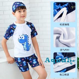 Bộ đồ bơi 2 mảnh in họa tiết hoạt hình kèm nón dễ thương cho bé trai 1-8 tuổi