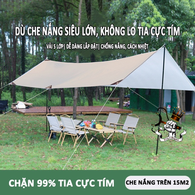 Tấm tăng lều tank bạt che nắng chống mưa, bạt lót cắm trại du lịch dã ngoại dày rộng, màu săc mát mẻ - DCP20