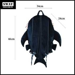 Balo cá mập vải lưới BabyShark màu đen phản quang (ảnh shop tự chụp)
