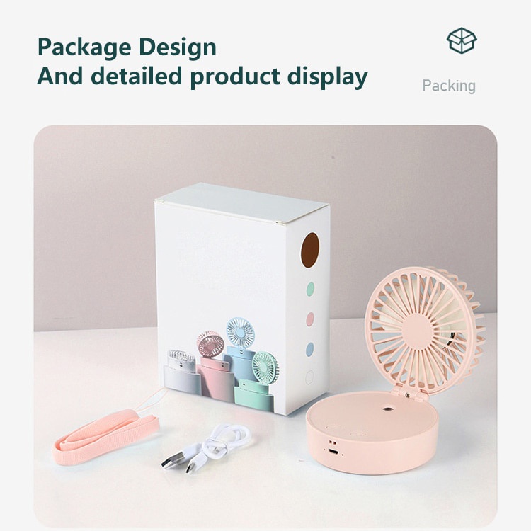 Quạt xịt phun sương tạo ẩm mini cầm tay sạc USB có đèn ngủ nhiều màu sắc tùy chọn tiện lợi