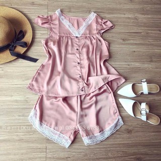 (Cooll) Bộ ngủ lụa nữ pha ren