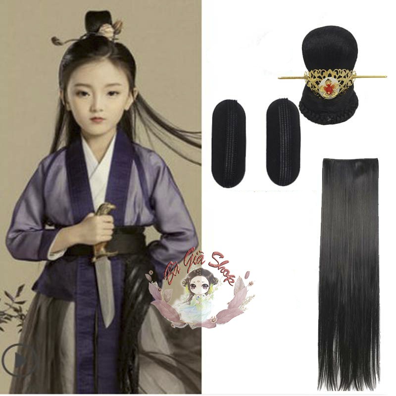 Set búi tóc giả cổ trang trẻ em