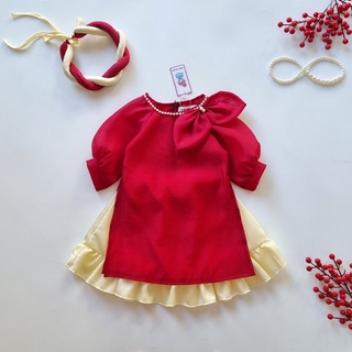 Set áo dài hoa đỏ mẹ và bé