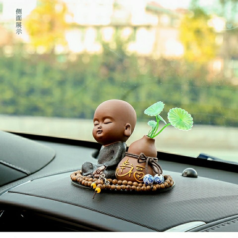 【New Spot】  Little Monk Zen Ornament Buddha Statue Yi Lu Ping an High-End Car Interior Ornaments Personalized Car Decoration Auto Perfume