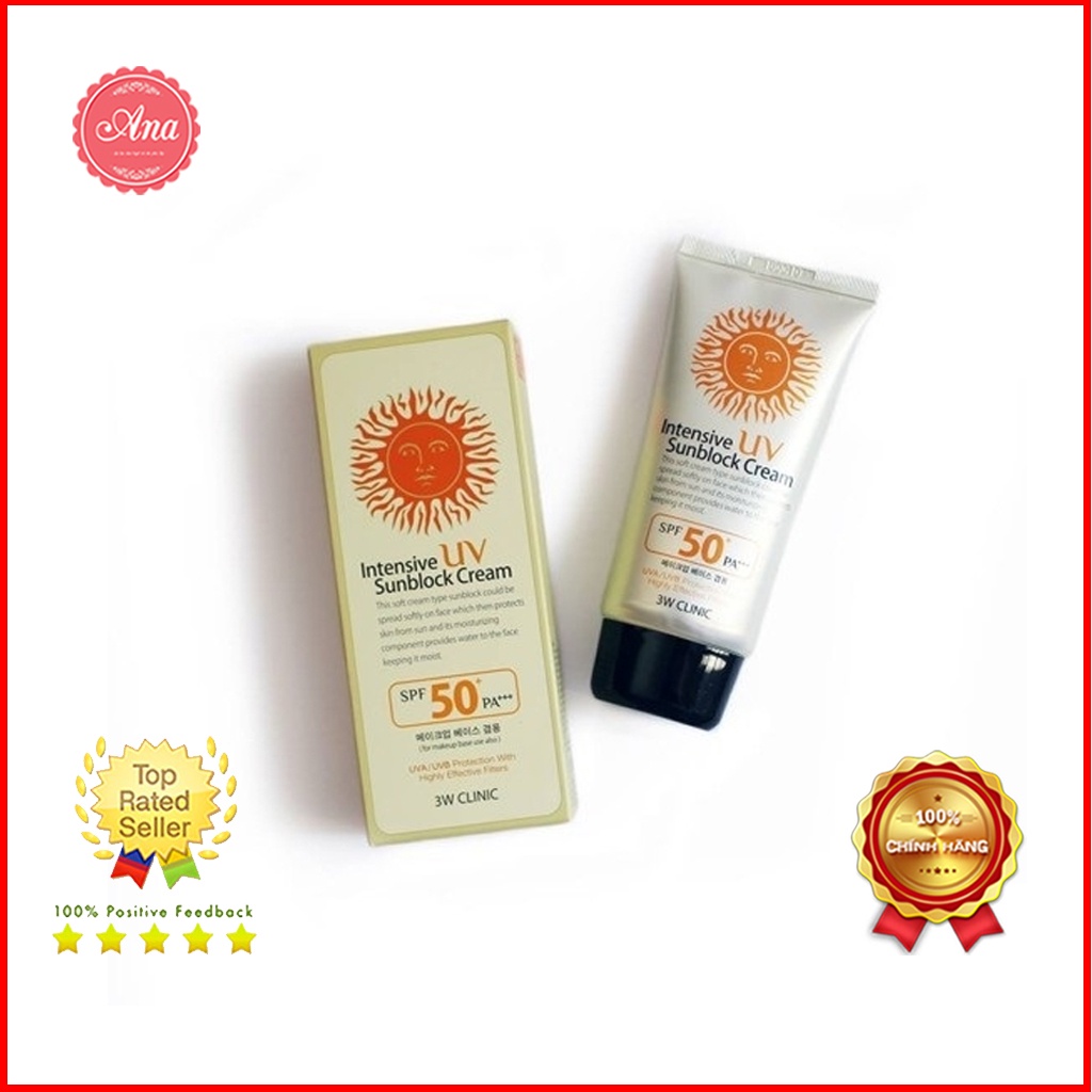 Kem Chống Nắng 3W Clinic Intensive UV Sunblock Cream Spf 50+/Pa+++ 70ml