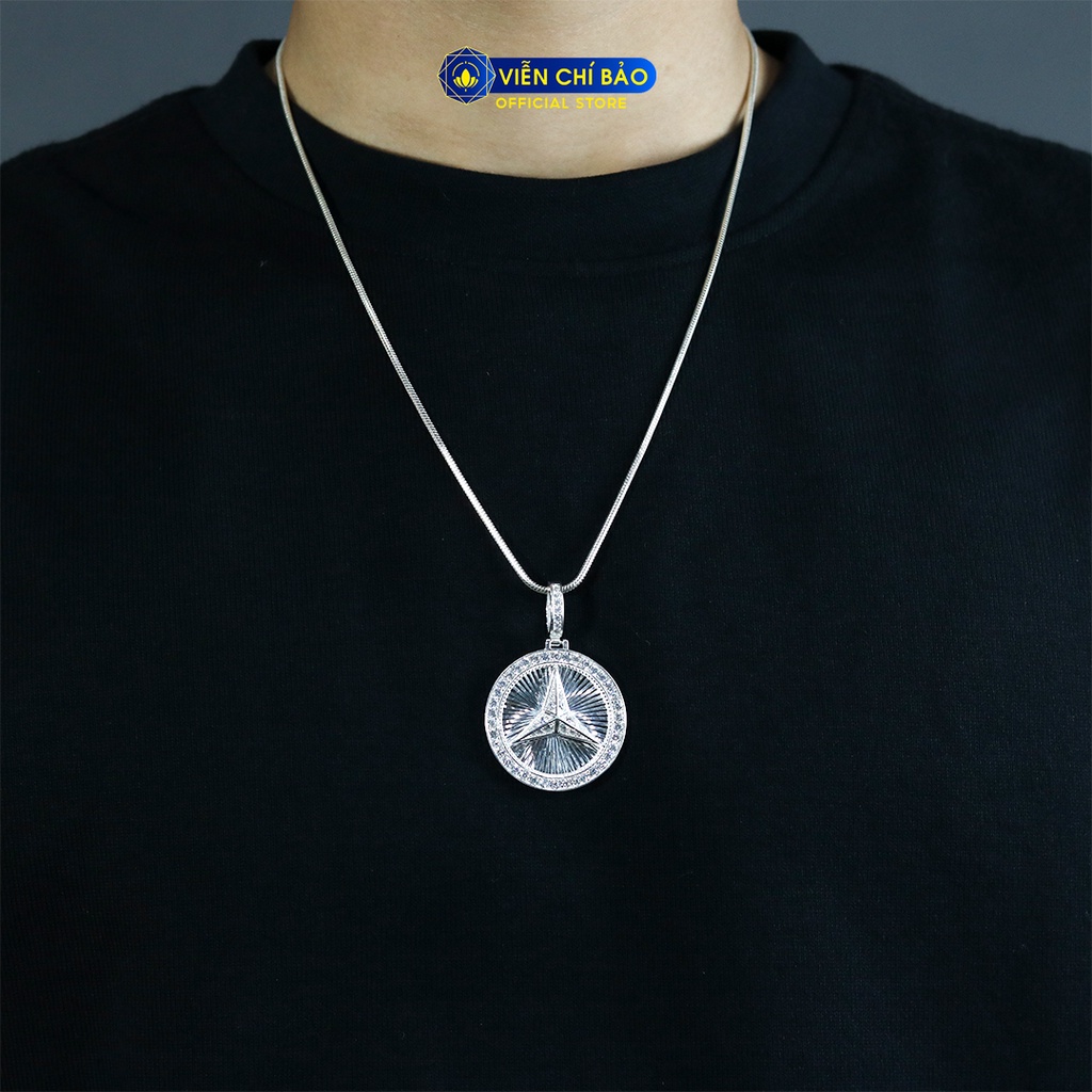 Mặt dây chuyền nam mercedes đính đá chất liệu bạc 925 thời trang phụ kiện trang sức Viễn Chí Bảo M300328